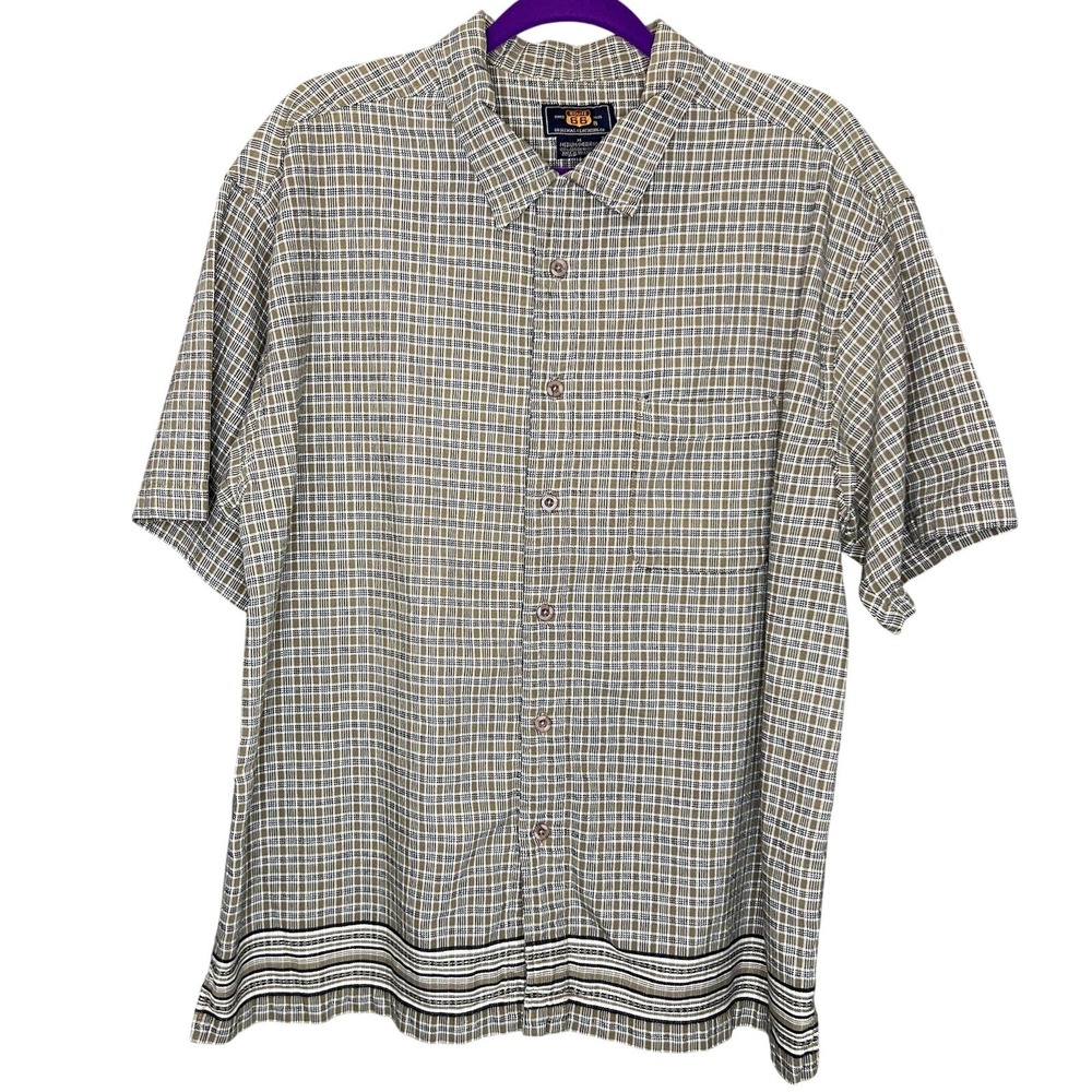 Route 66 Mens Brown Plaid Short Sleeve Button Down Shirt Size Medium Cotton